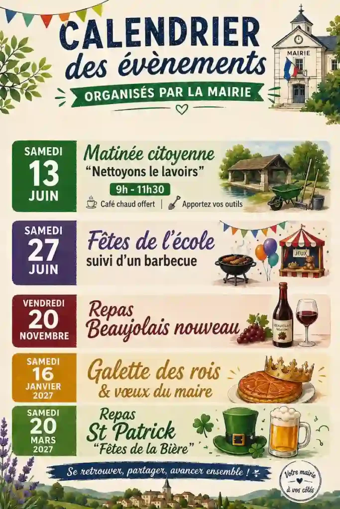 Calendrier événements Autrêches 2026 - 2027